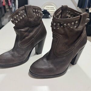 Frye Studded Brown Ankle Boots